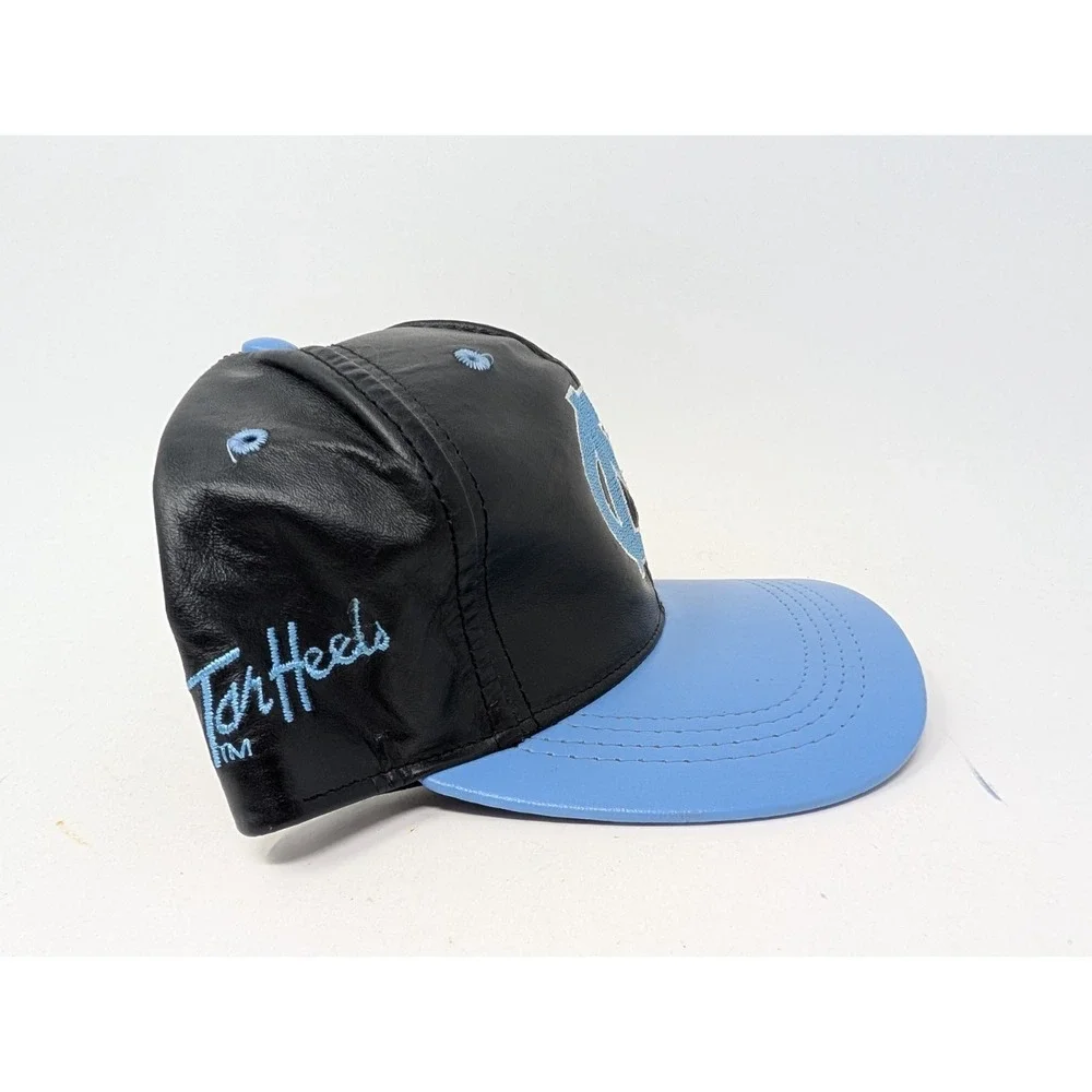 VINTAGE North Carolina Tarheels Hat Cap Snap Back Genuine Leather USA Made 90s